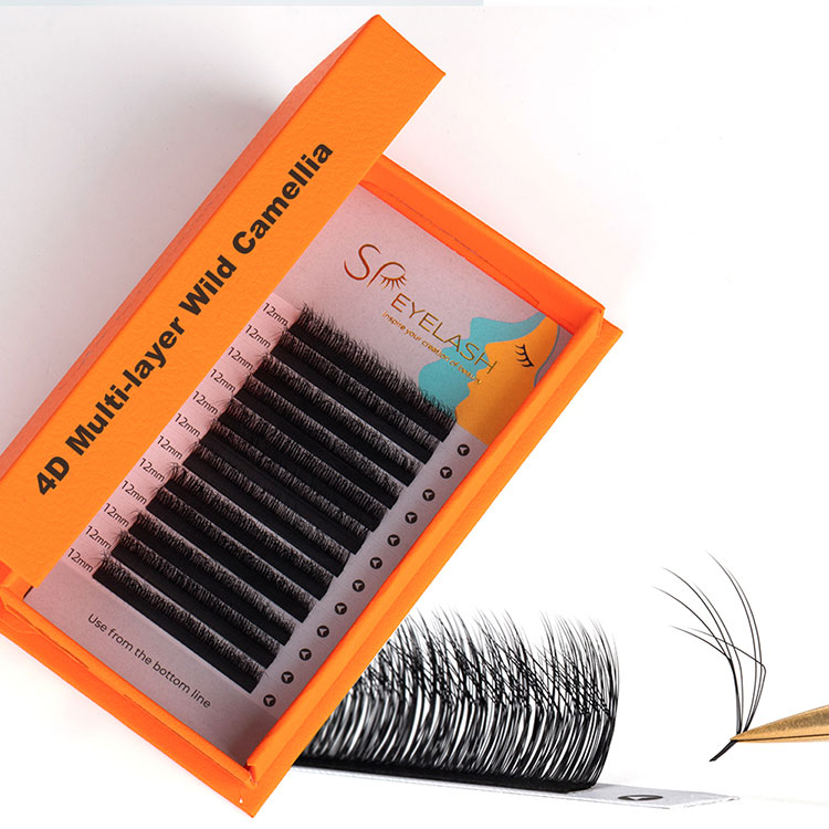 Çok katmanlı 4D kabarık kamelya WISPY kirpik uzantıları